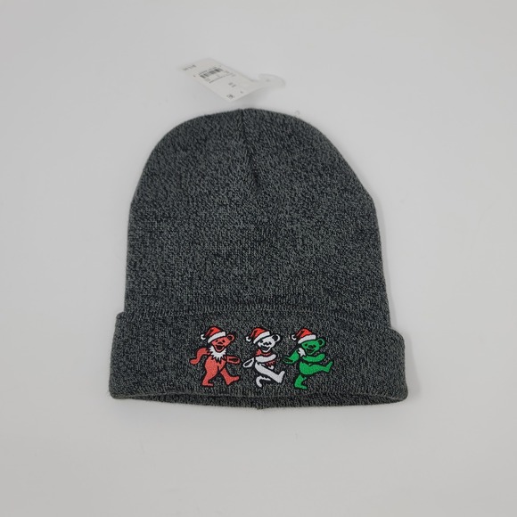 Mad Engine Grateful Dead Holiday Beanie Hat Cap Dancing Bears Charcoal Gray - Picture 1 of 4